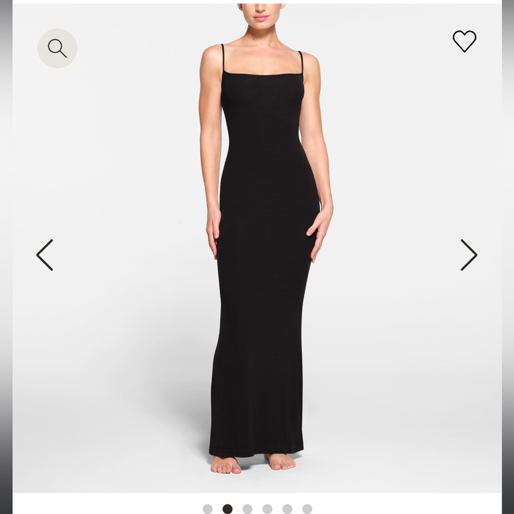 SKIMS Black Soft Long Lounge, Slip Dress // Onyx/ Medium in Black - Picture 2 of 10